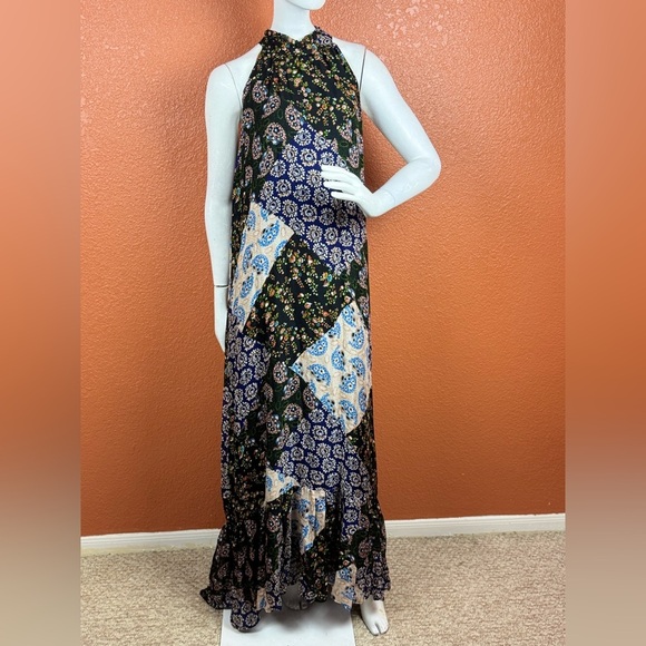 Maeve Anthropologie Maxi Dress Halter Paisley Patchwork Katrina S Large. E8 - Picture 6 of 15